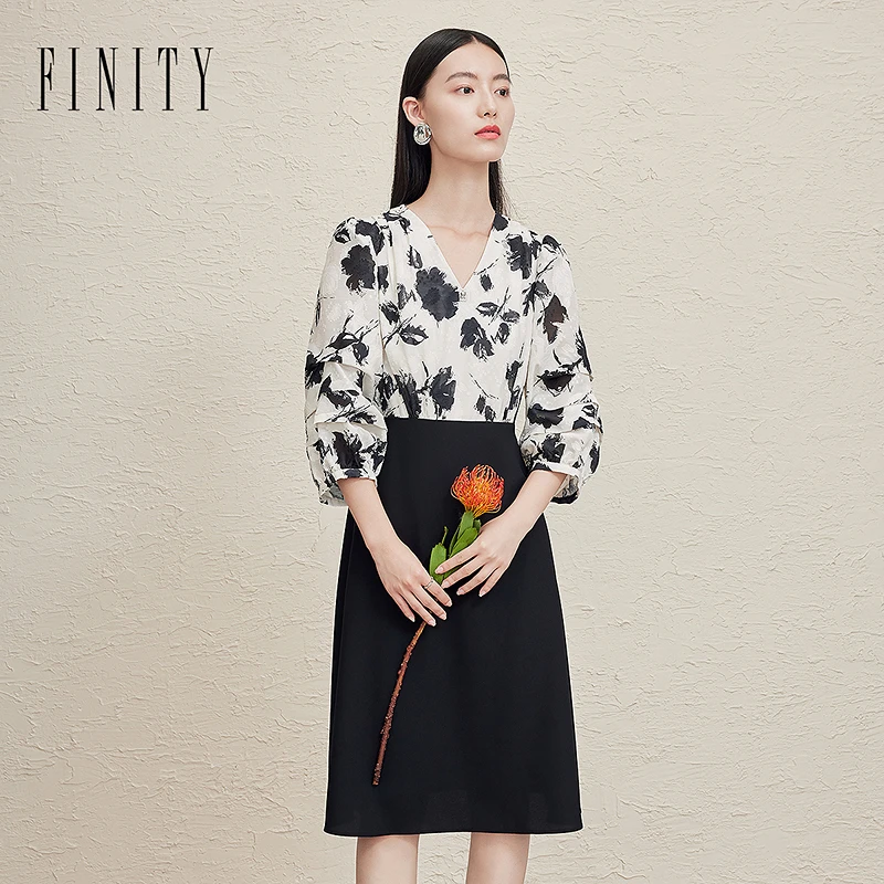 【力力淘专属】FINITY 新品连衣裙显瘦气质时尚复古法式 F21X6C07L5