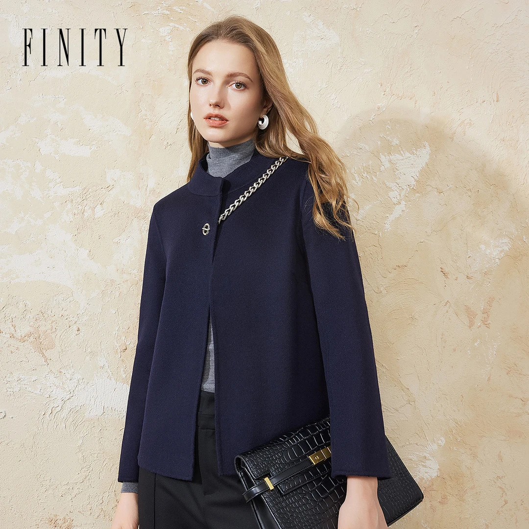 【籽言专属】FINITY 毛呢外套气质时尚中长款双面呢气质 F20VDA033W
