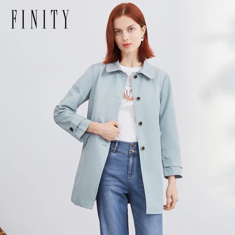 【立子专属】FINITY 风衣气质时尚休闲翻领显瘦简约 F21TD4131F