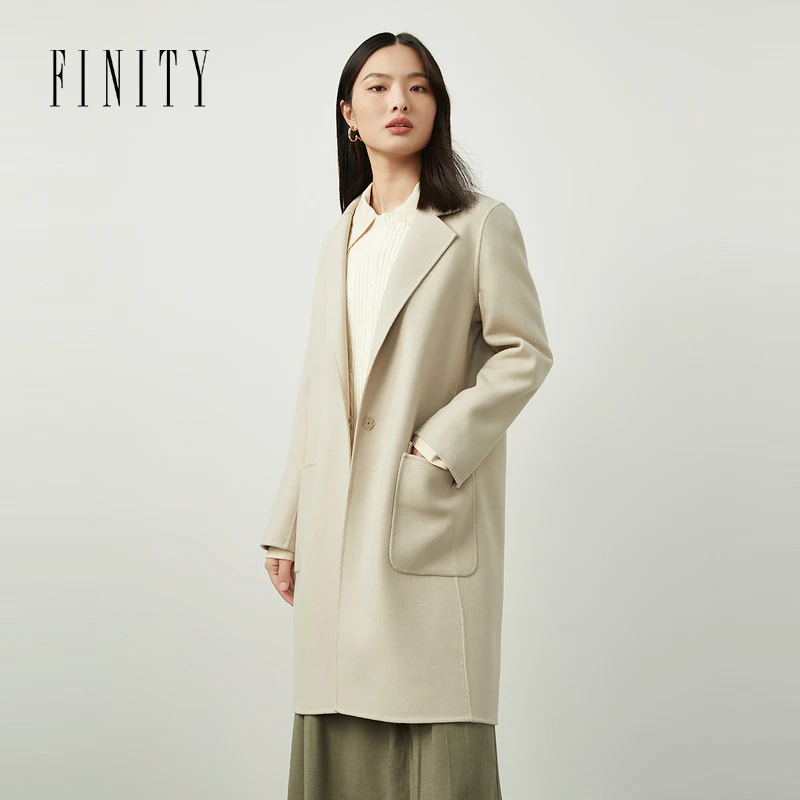【笑笑专属】FINITY 新款气质时尚休闲通勤双面毛呢外套 F21W2C27D3