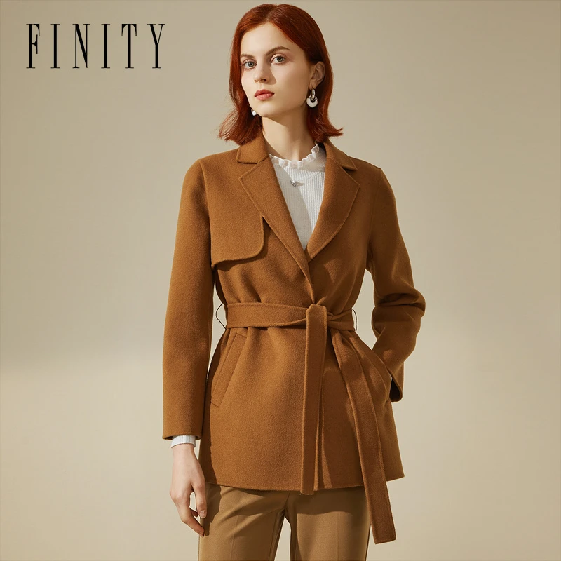 【小云总专属】FINITY 新款100%绵羊毛气质双面呢外套 F21V8B17D2