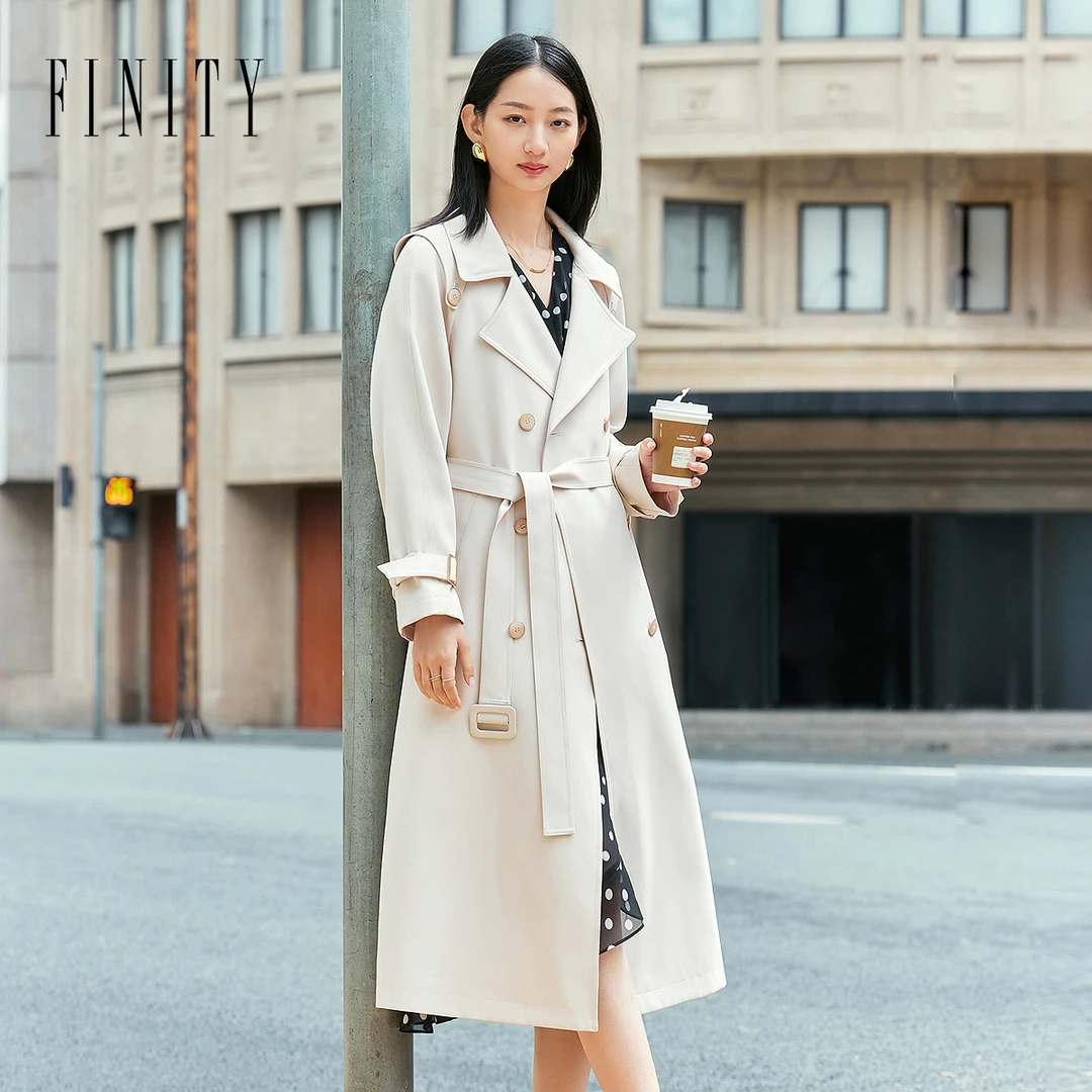 【小水专属】FINITY 新款洋气中长款风衣气质时尚休闲 F21X3E17F4