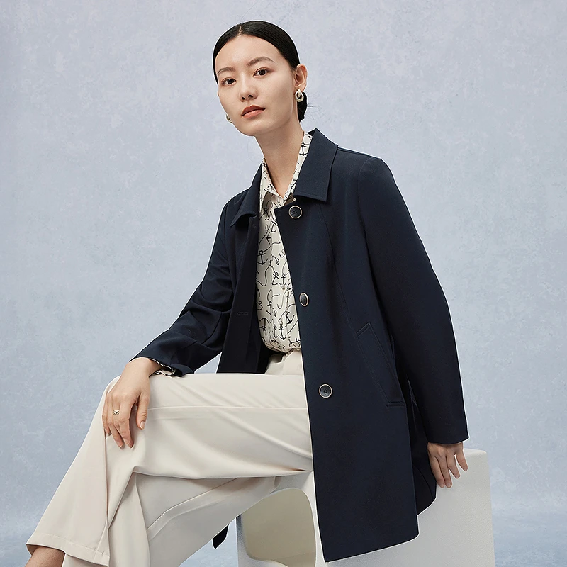 FINITY菲妮迪新款风衣时尚休闲百搭简约显瘦商务翻领气质