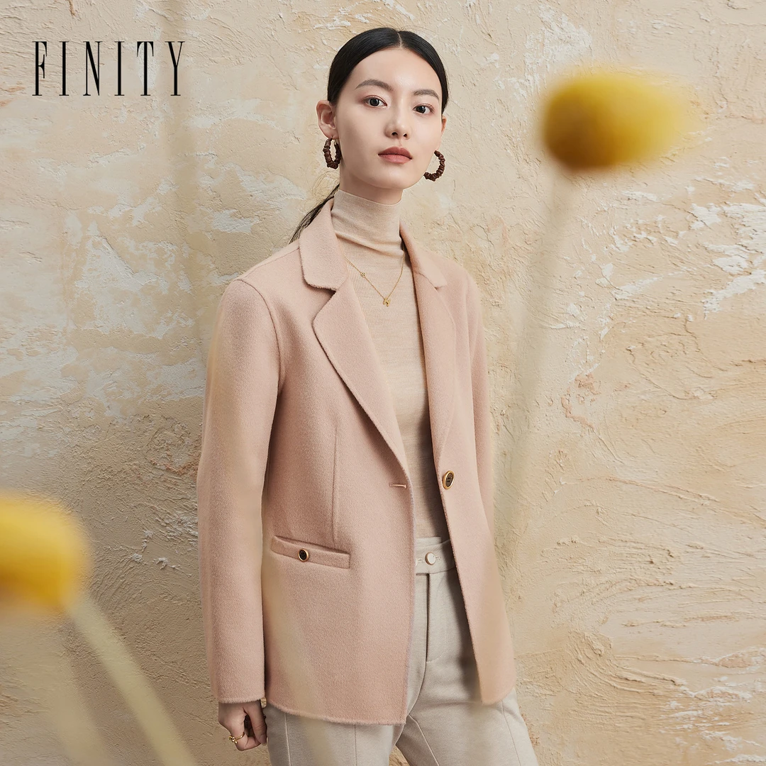 FINITY【三色】绵羊毛双面呢气质时尚外套纯色女士