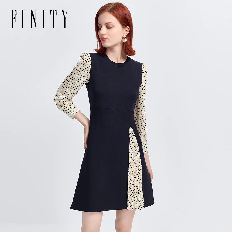 【立子专属】FINITY 气质收腰拼接假两件针织连衣裙 F21UD1901N