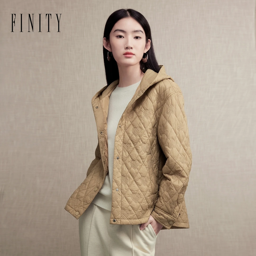FINITY保暖女士韩版连帽百搭加厚秋冬季时尚休闲显瘦加绒棉服外套