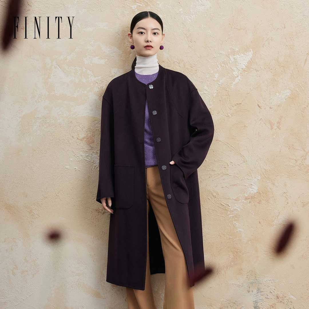 【小水专属】FINITY 新款毛呢外套时尚休闲宽松潮流简约 F21WAC29D3