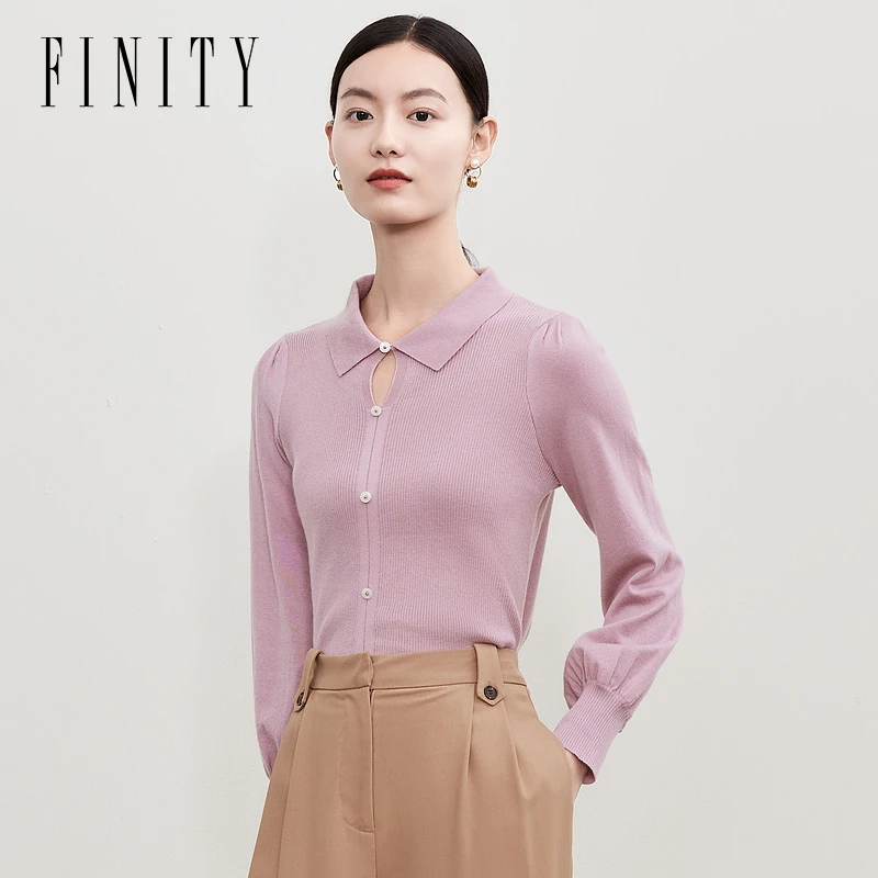【力力淘专属】FINITY 新款时尚纯色针织衫减龄修身气质 F21W6D29S5