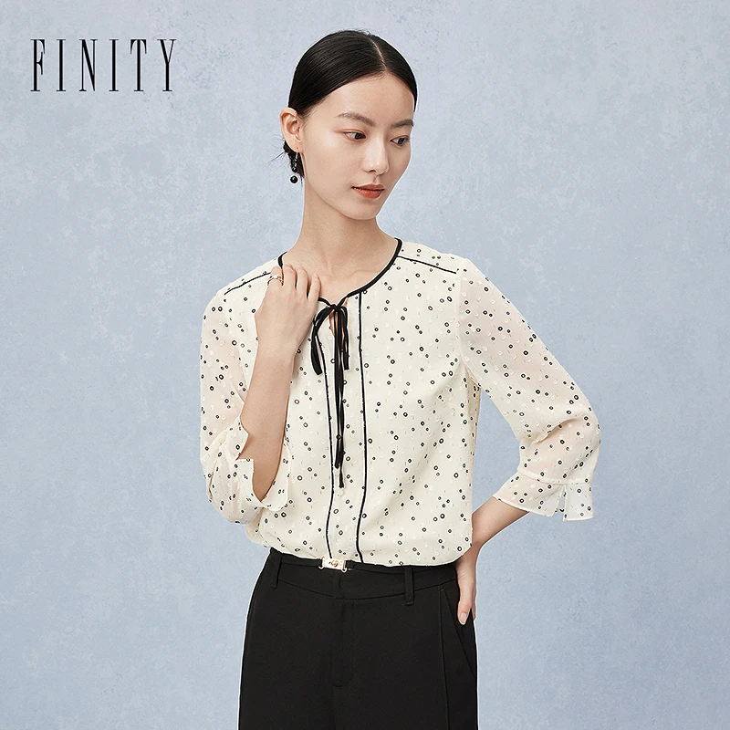 【雅姐甄选】 FINITY 法式气质洋气时尚百搭长袖减龄T恤 F21X2A09T4