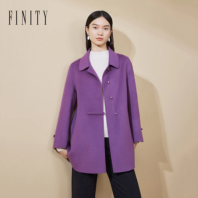 【籽言专属】FINITY 大衣气质时尚羊绒毛呢双面呢翻领 F21XAA01D2
