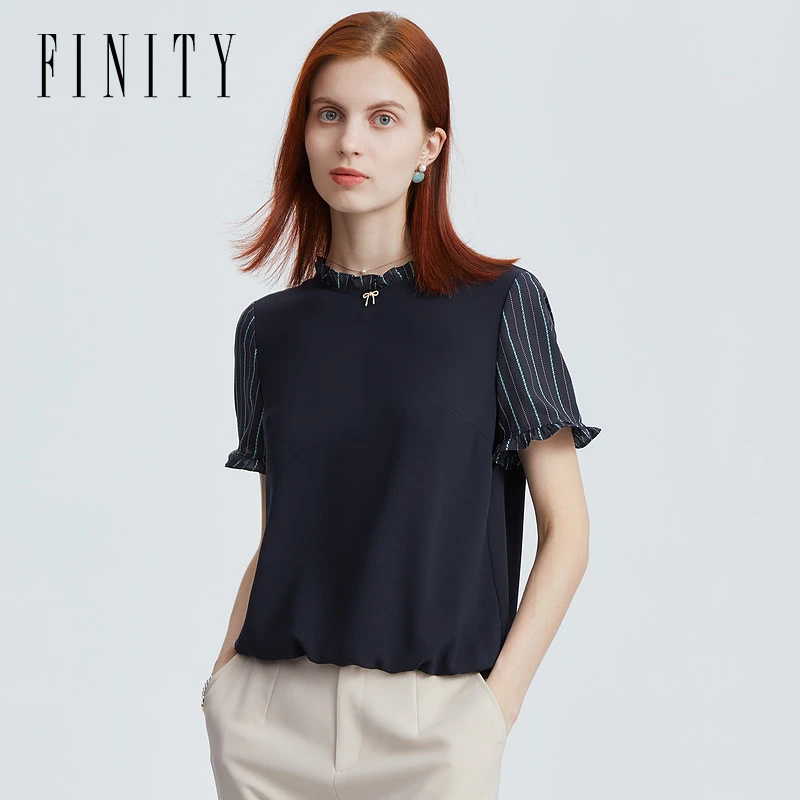 【小水专属】FINITY 新款休闲衬衫百搭夏季时尚圆领上衣 F21W3E24T2