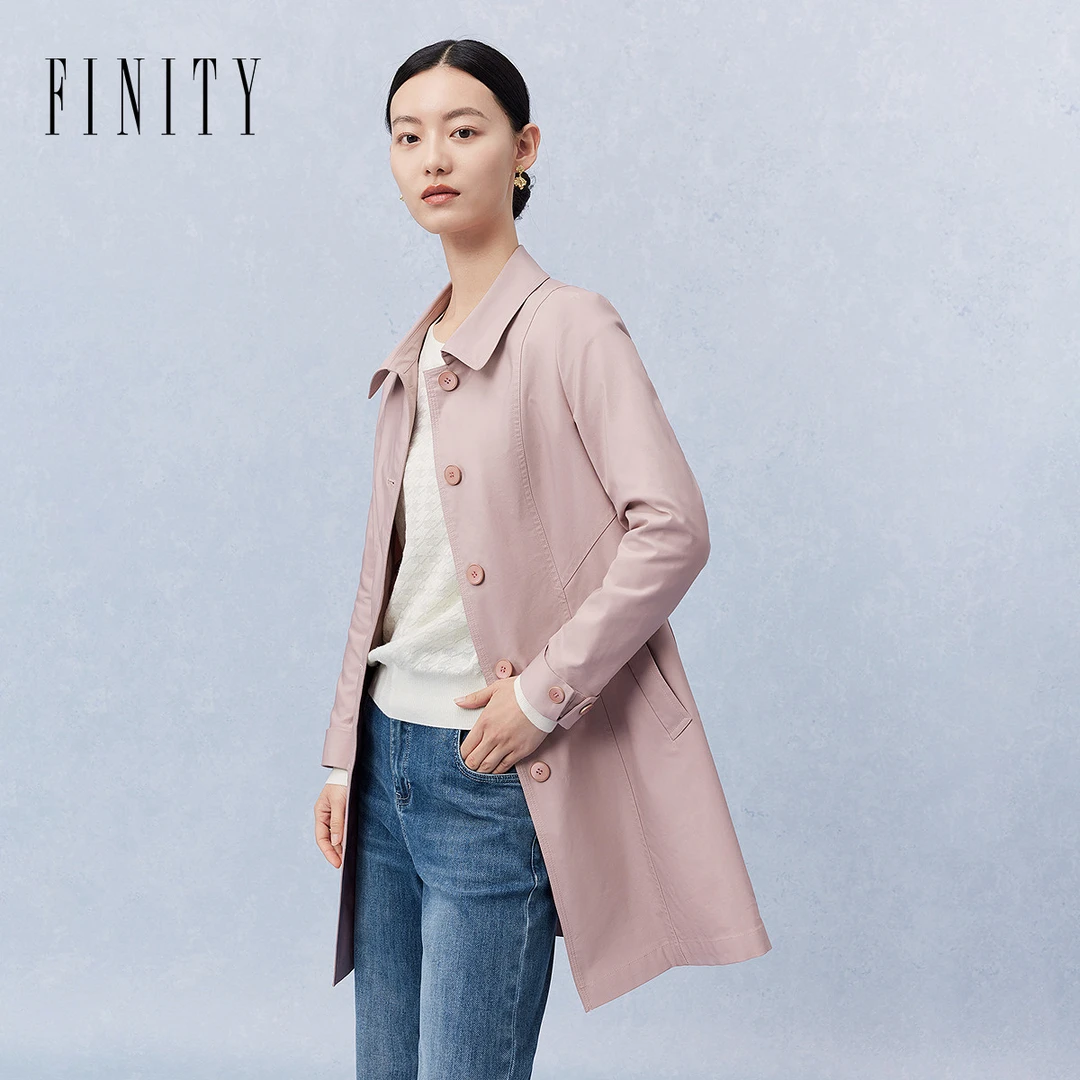 FINITY菲妮迪新款法式风衣气质时尚休闲百搭收腰女显瘦修身款翻领