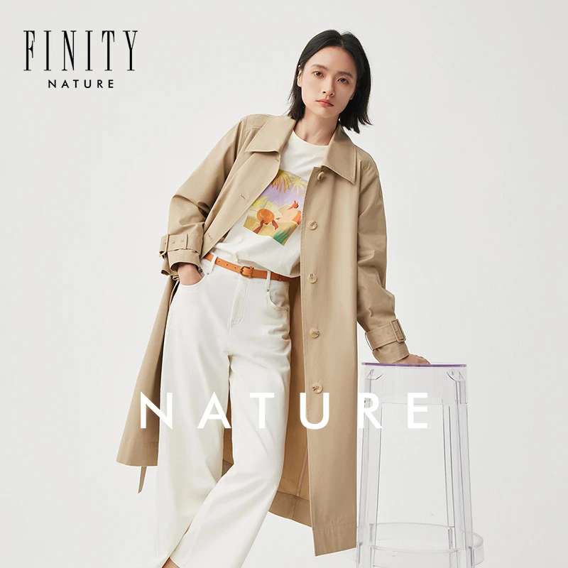 【小水专属】FINITY 风衣气质时尚休闲百搭收腰翻领 F21X1D37F4