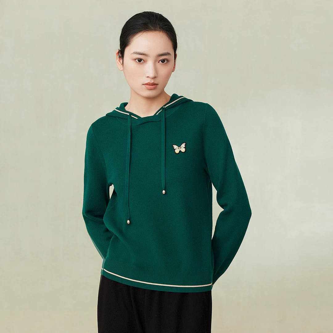 【籽言专属】FINITY 拼接针织衫运动时尚休闲百搭连帽 F21X2A25S5