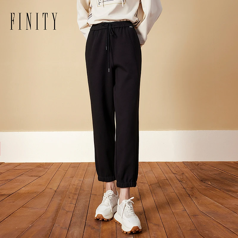 【籽言专属】FINITY 新款休闲裤显瘦高腰时尚宽松百搭 F21X9D07K5