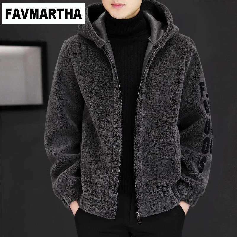 FAVMARTHA高端羊羔绒外套男士夹克2024年新款秋冬季加绒加厚保暖