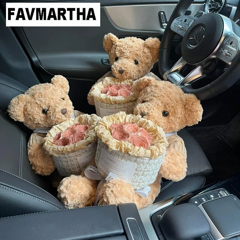FAVMARTHA香皂花玫瑰仿真花小香风中秋送闺蜜女朋友生日礼物小熊