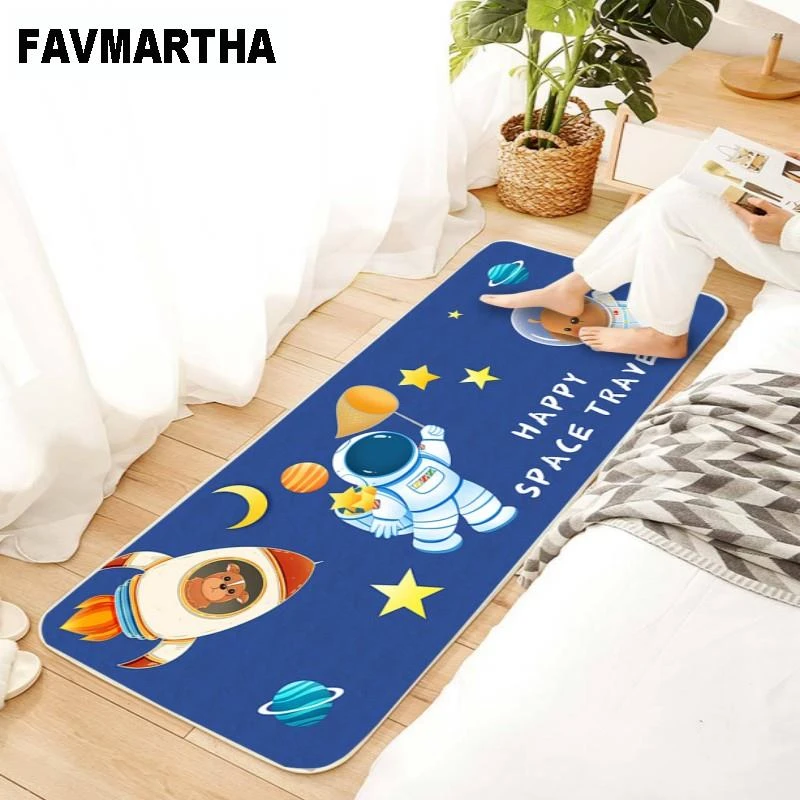FAVMARTHA儿童卡通动漫床前地毯卧室床边毯长条房间地垫床尾满铺