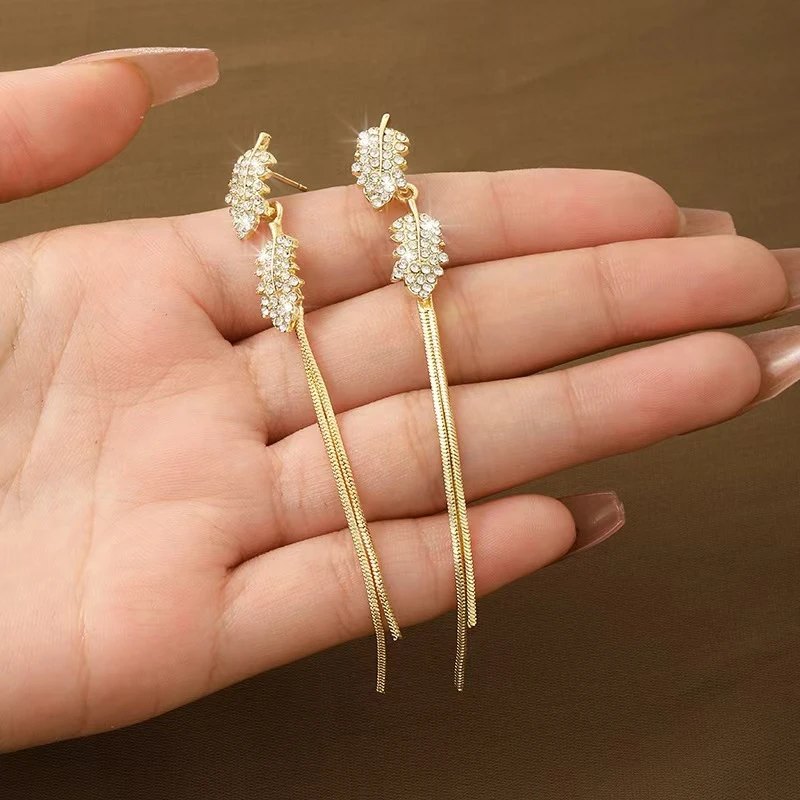 铜合金耳饰 轻奢微长款流苏银针耳环时尚耳饰女高级感小众N2099