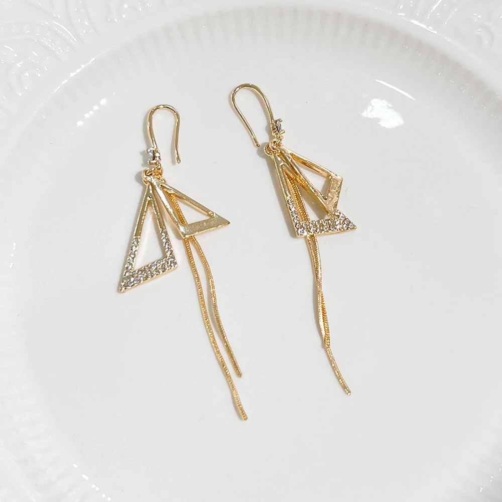 铜合金耳饰 气质时尚百搭小众简约长款精致甜美耳环N2058