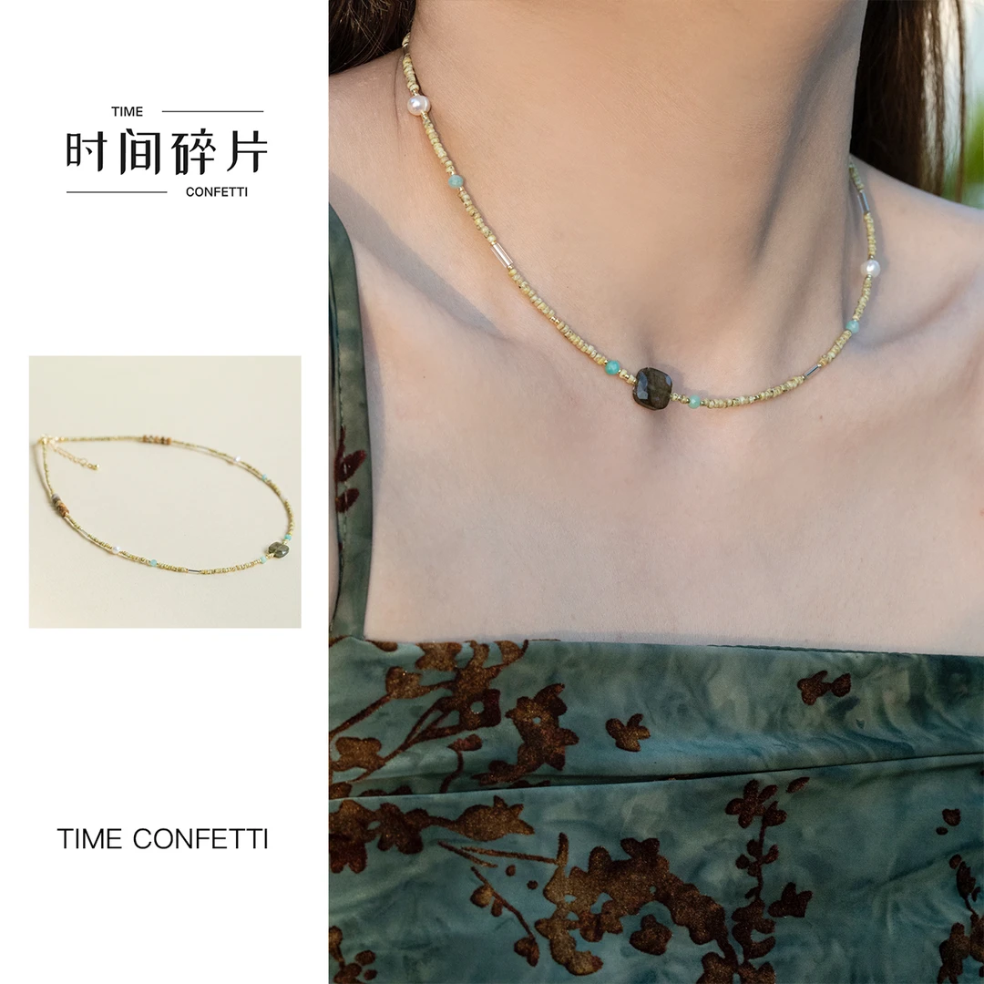 合金项链 【孙二娘】 多巴胺珠珠串珠时尚气质锁骨链TC 7900