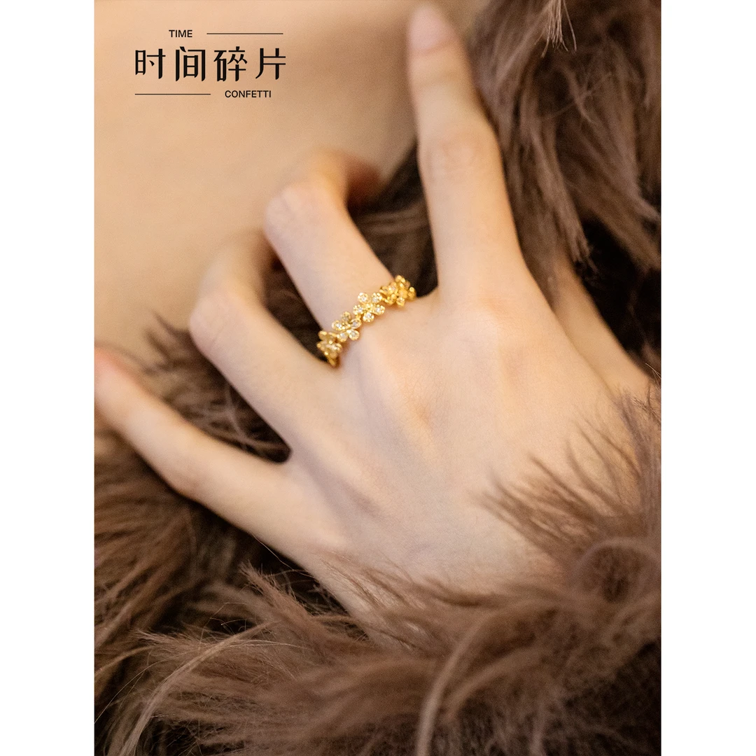 铜合金戒指 【孙二娘】法式百搭气质花朵开口戒指TC 9620