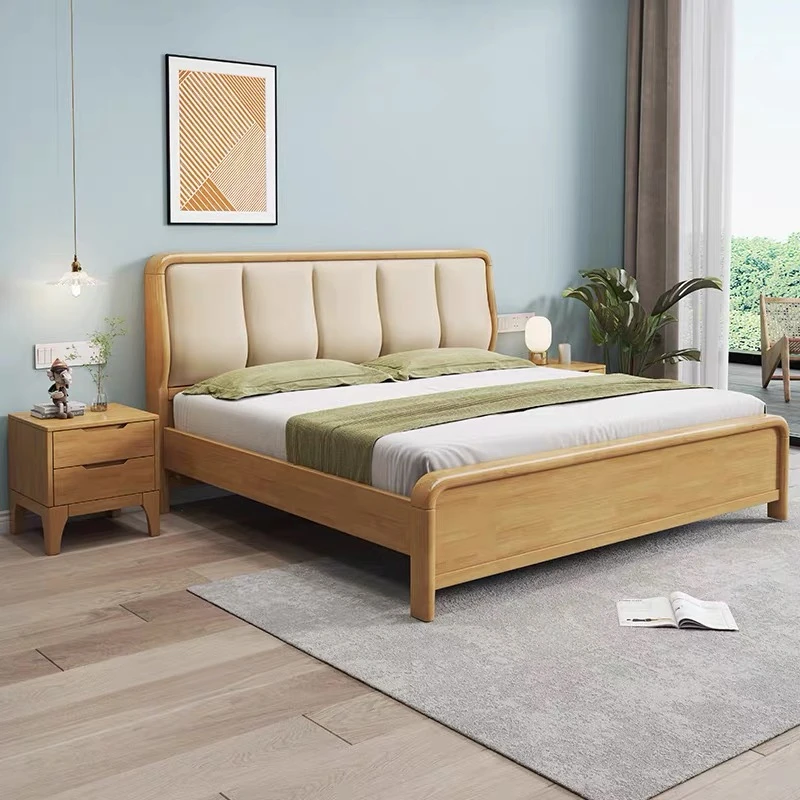 北欧轻奢实木床1.8米家用双人床主卧室1.5m实木双人床1.8米