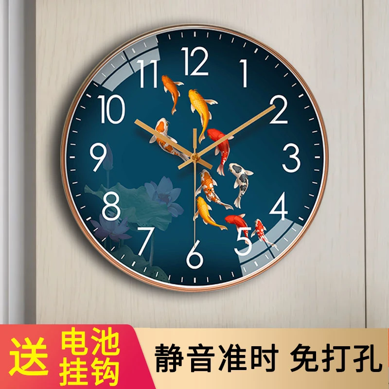 钟表挂钟客厅静音钟表挂墙免打孔网红餐厅挂钟时钟家用轻奢石英钟
