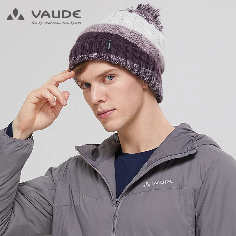 VAUDE巍德户外运动秋冬男女款中性条纹针织帽抓绒柔软保暖帽41147
