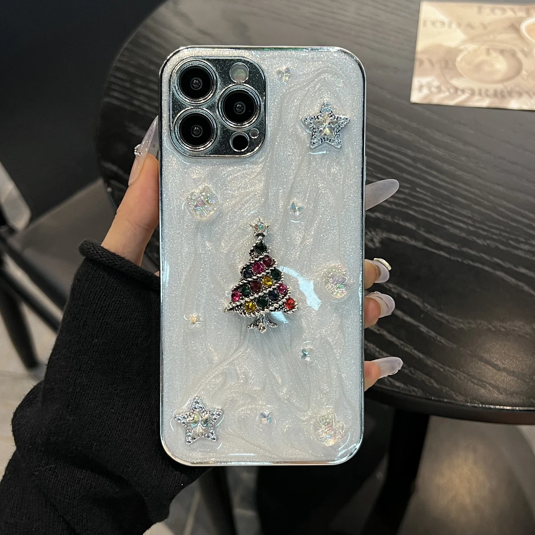 滴胶圣诞树星星适用iphone16promax手机壳苹果14/13/15全包12防摔