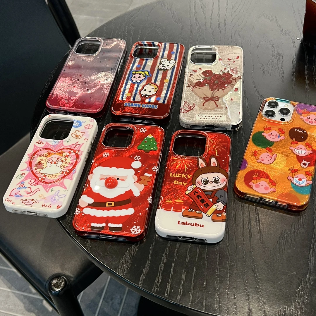 imd大头贴/圣诞老人/玫瑰花/星星渐变玫红/拉布布/coco酱壳适用16