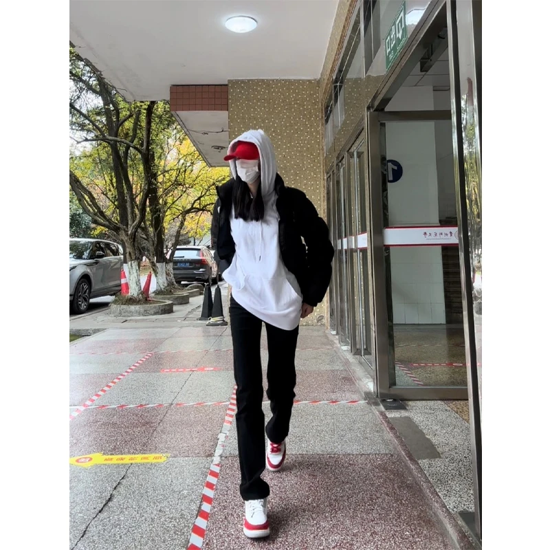 美式黑色直筒牛仔裤男款cleanfit百搭显高ootd潮牌高街修身长裤子