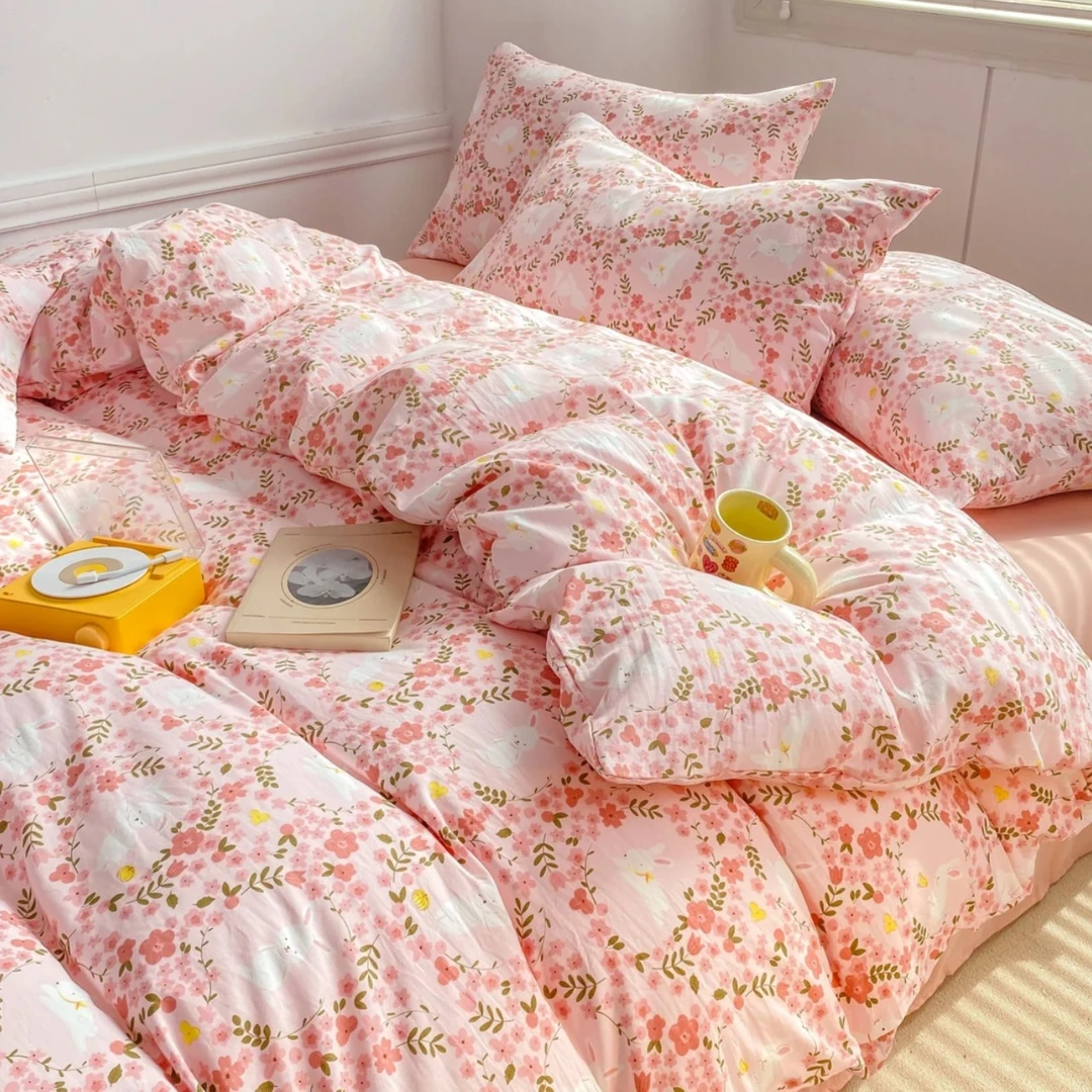 水洗泡芙绵提花有氧小碎花单被套小清新可爱印花被罩-F