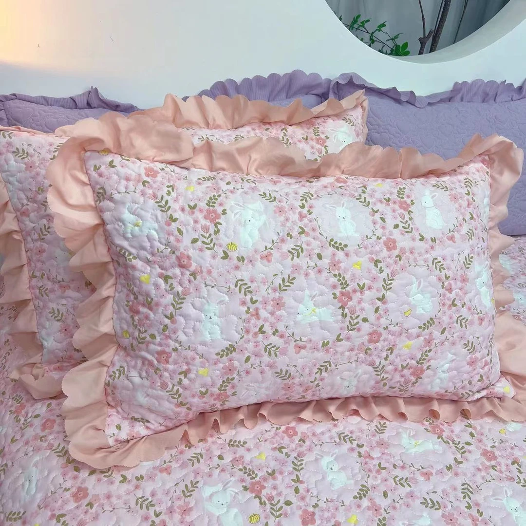 ◇【小桃兔兔】高品质四季款枕套小清新亲肤柔软透气枕头套枕套-F