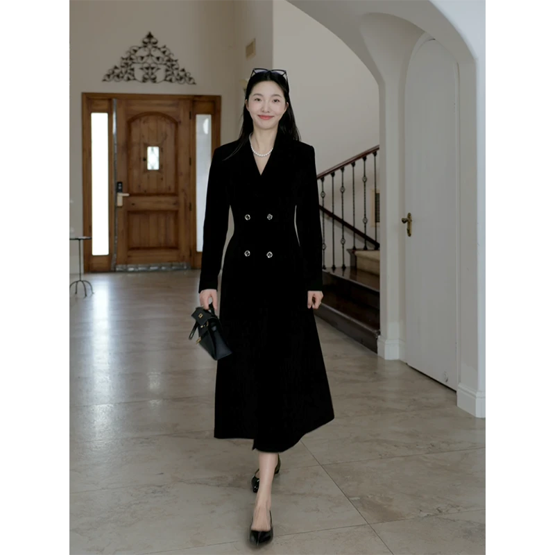 【断码特价 现货不补】 羊.毛天丝显瘦长款西装风衣外套G924T11793