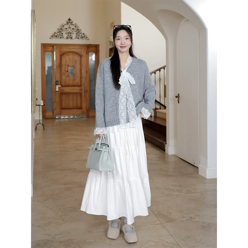 【断码特价 现货不补】马海毛羊毛拼接v领毛衣 G924Z18929