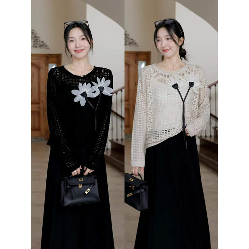 【断码特价 现货不补】 羊绒桑蚕丝天丝镂空花朵毛 G924Z13018