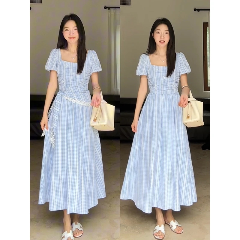 【断码特价 现货不补】 棉方领收腰连衣裙 G924Q07837