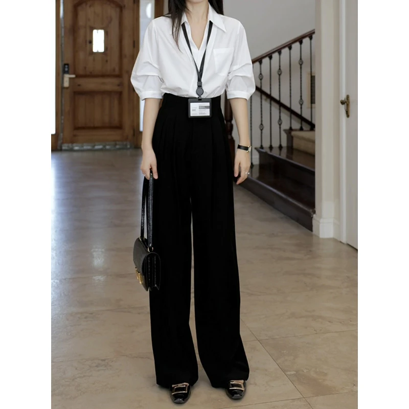 郭九九呢 春夏自带拉腿显瘦高腰西装裤直筒裤衬衫上衣 G924K01408