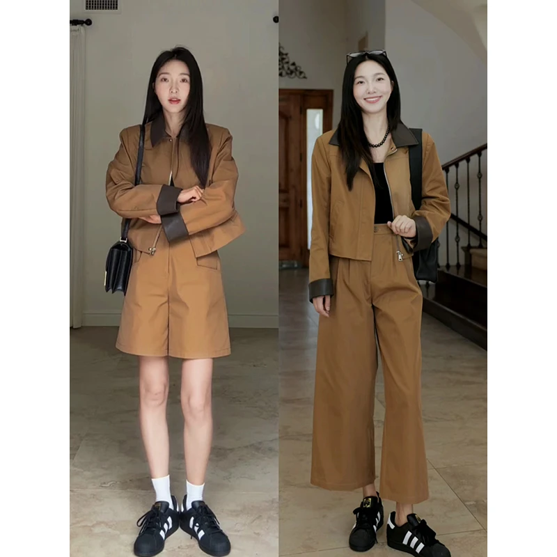 【断码特价 现货不补】 棉复古正肩垫肩外套短裤 G924A01386