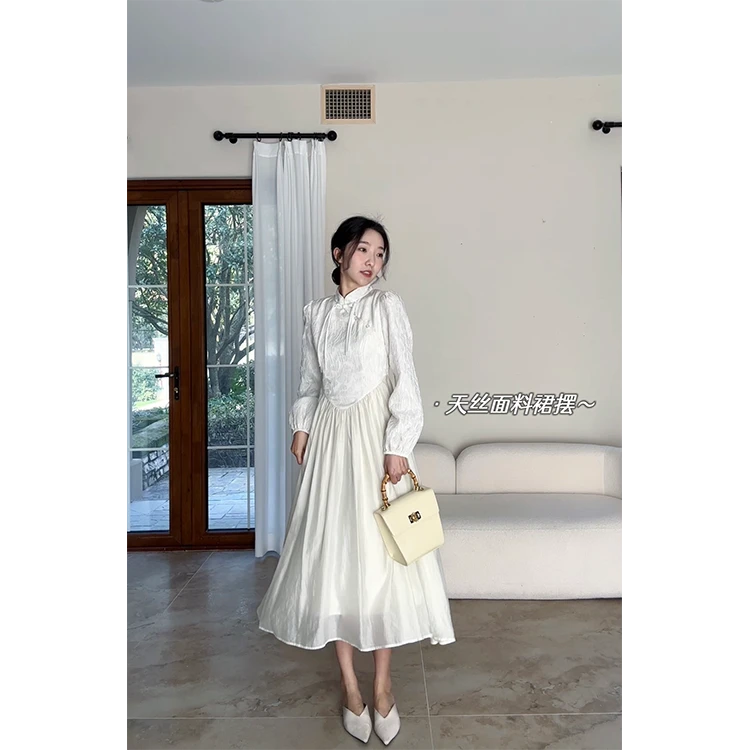 【年终清清 售完不补】 新中式立领提花+天丝连衣裙 G9Q231336