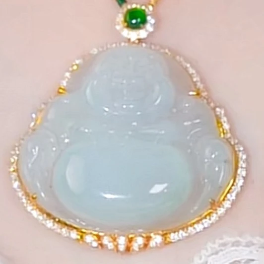k金镶-翡翠a货厚庄大气大肚佛吊坠