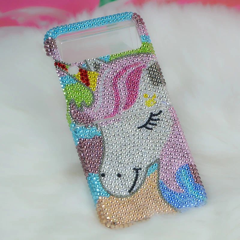 适用三星zflipGalaxyZFLIP4防摔fold3折叠手机壳雪蛋白蝴蝶结水钻