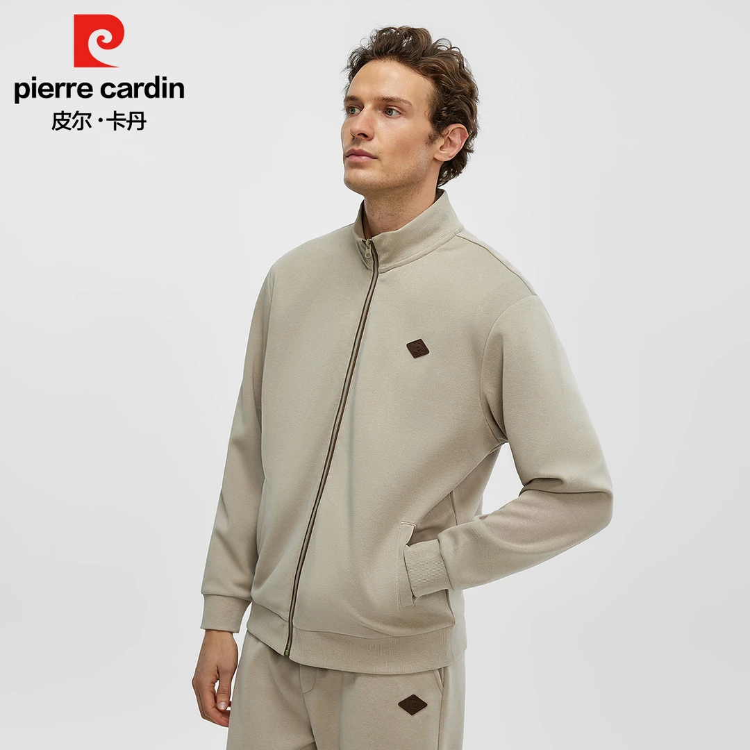 皮尔卡丹立领时尚舒适夹克卫衣长袖休闲外套套装837/836