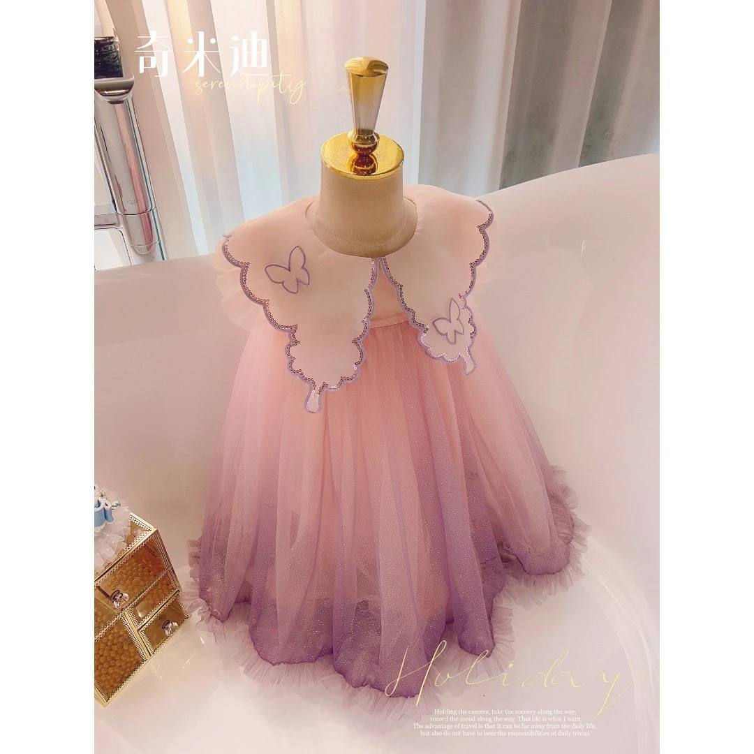 Qmd/奇米迪现货【紫雾丁香】女童公主裙夏季儿童连衣裙24087