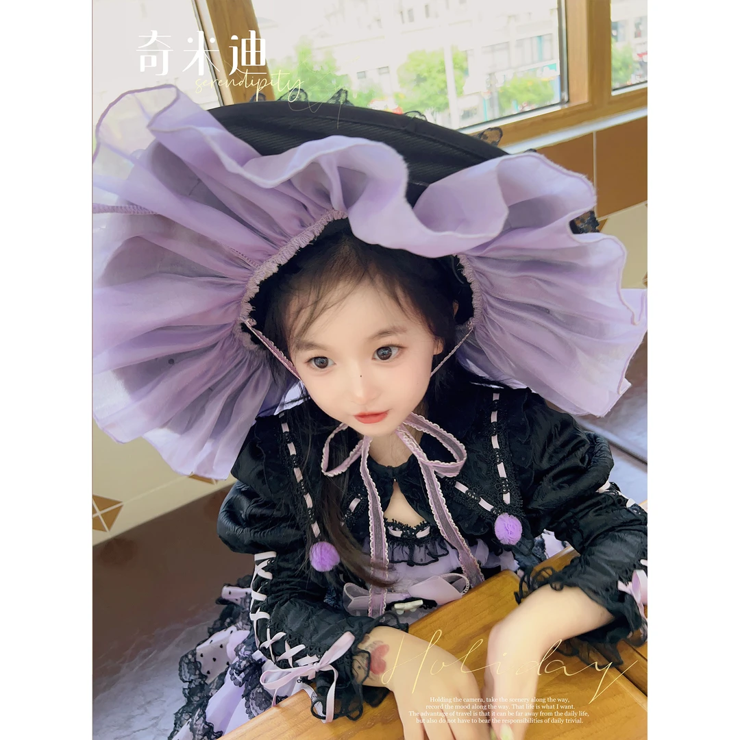 儿童可爱洛丽塔公主帽大帽檐超萌亲子帽公主头饰女巫帽子34111