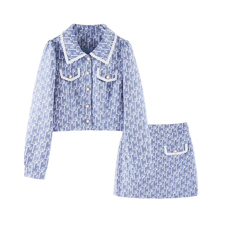 【婷婷专属】D3338058B 2024新品春装时尚外套+半裙两件套装