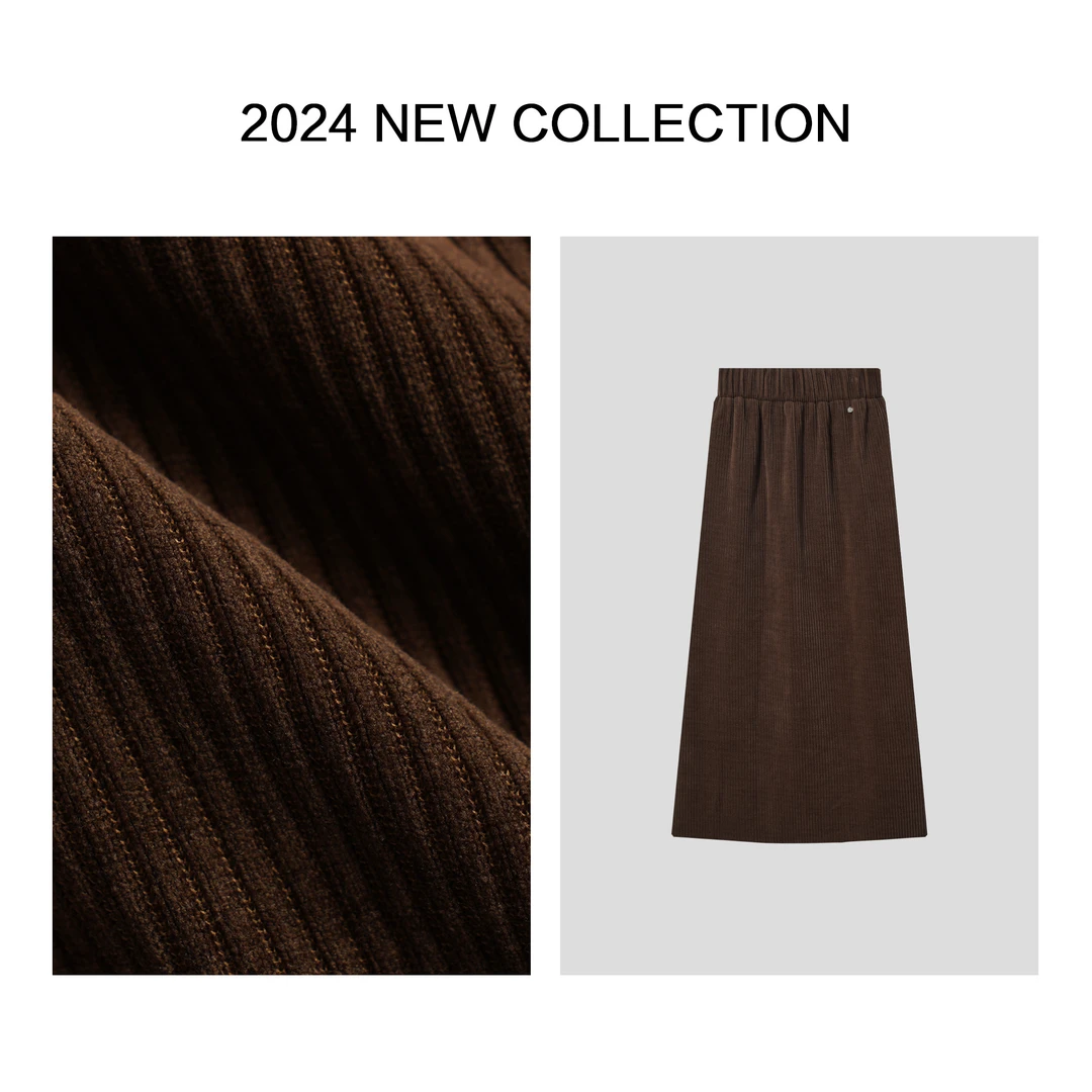 【婷婷专属】E1356036 冬季新款加绒条纹半身裙