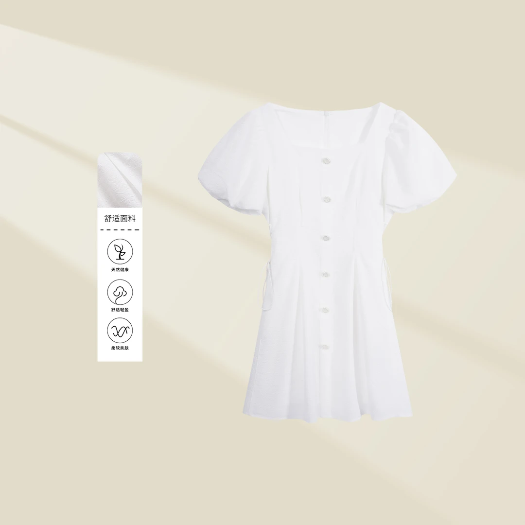 《婷婷专属》L1338057A 清新夏日：时尚蕾丝短袖收腰A字裙