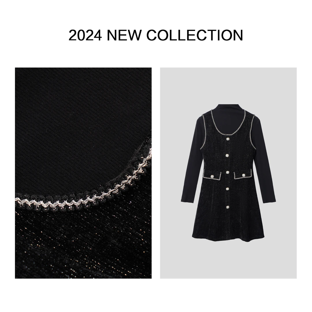 【芳芳专属】D3358028 女士加厚绒面直筒裙套装